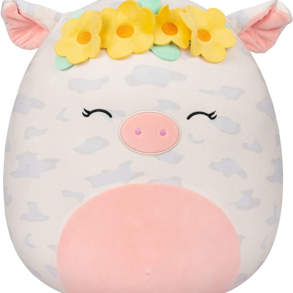 Squishmallow Rosie Spotted Pig With Yellow Flower Crown